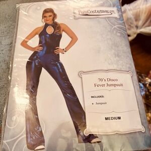 FunCostumes Shiny Blue Disco Jumpsuit